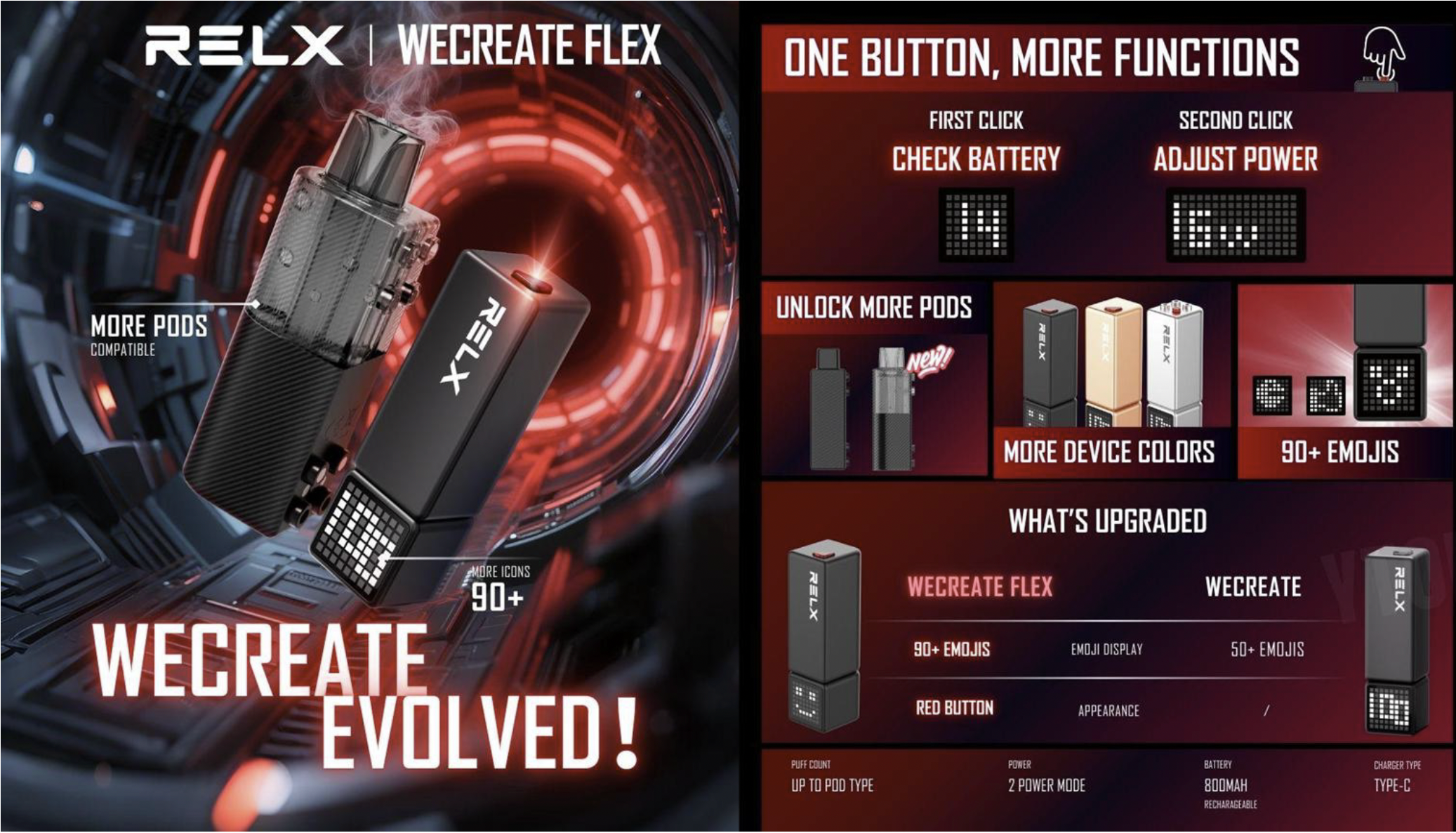 relx wecreate pod Flex – StayRelx Kryp Flavour:RootBeer Wildberry Baja Splash Lost